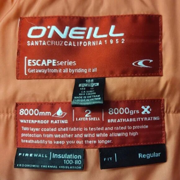 O'Neill Santa Cruz California 1952 Escape Series Waterproof Jacket - Picture 4 of 4